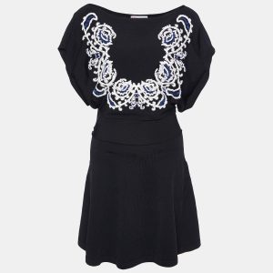 RED Valentino Black Embroidered knit Mini Dress S, Dresses - Luxury Closet