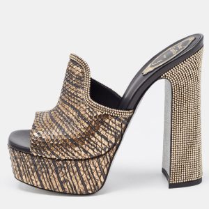 Ren&eacute; Caovilla Gold Python Slide Sandals Size 38, Sandals - Luxury Closet