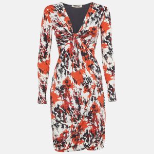 Roberto Cavalli Multicolor Abstract Print Jersey Draped Midi Dress S, Dresses - Luxury Closet catalog