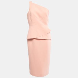 Roland Mouret Pastel Rose Wool Crepe On Shoulder Midi Dress L, Dresses - Luxury Closet catalog