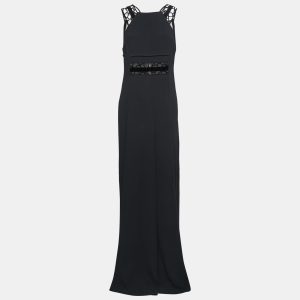 Roland Mouret Black Crepe Lace Inset Vasall Long Dress M, Dresses - Luxury Closet catalog
