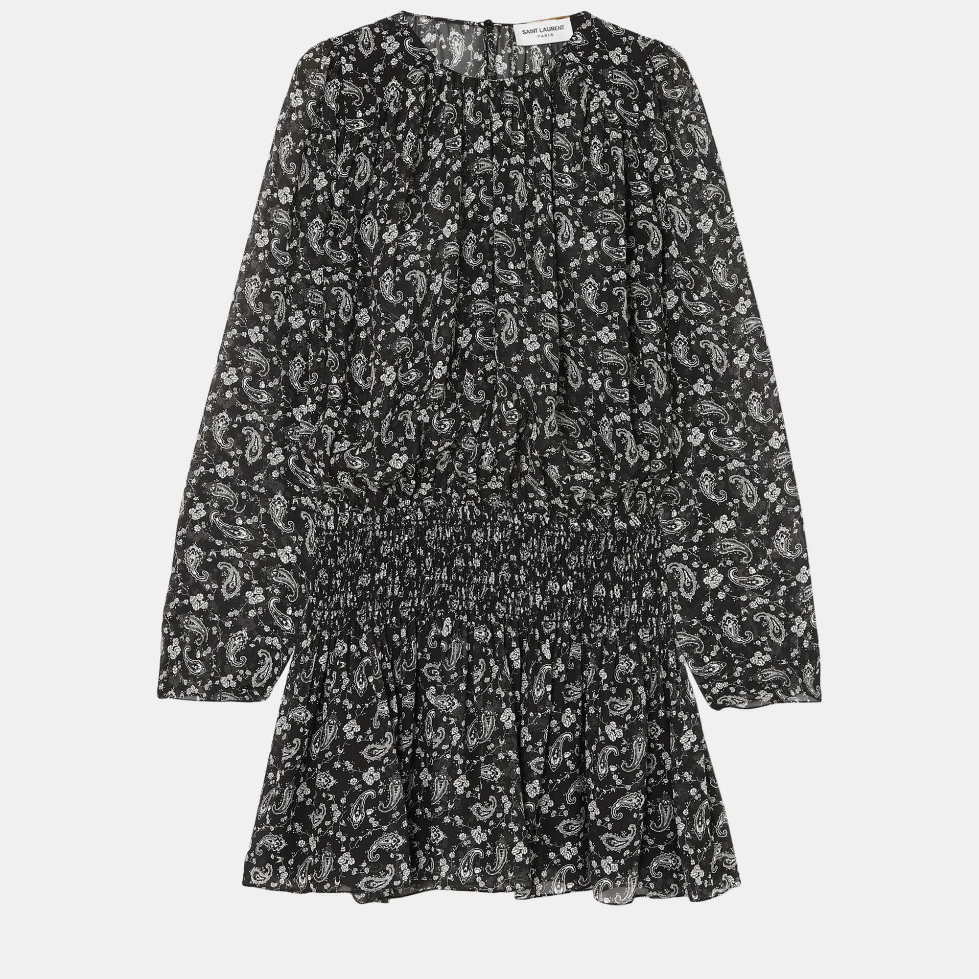 Saint Laurent Paris Black Paisley Print Silk Mini Dress L (FR 42), Dresses - Luxury Closet catalog