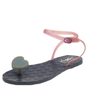Saint Laurent Black Jelly Thong Flats Size 37, Sandals - Luxury Closet