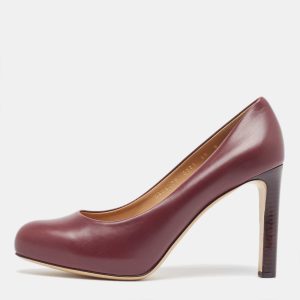 Salvatore Ferragamo Burgundy Leather Leo Pumps Size 40.5, Pumps - Luxury Closet catalog