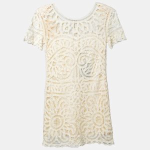 Sea Cream Battenburg Lace Shift Dress XS, Dresses - Luxury Closet