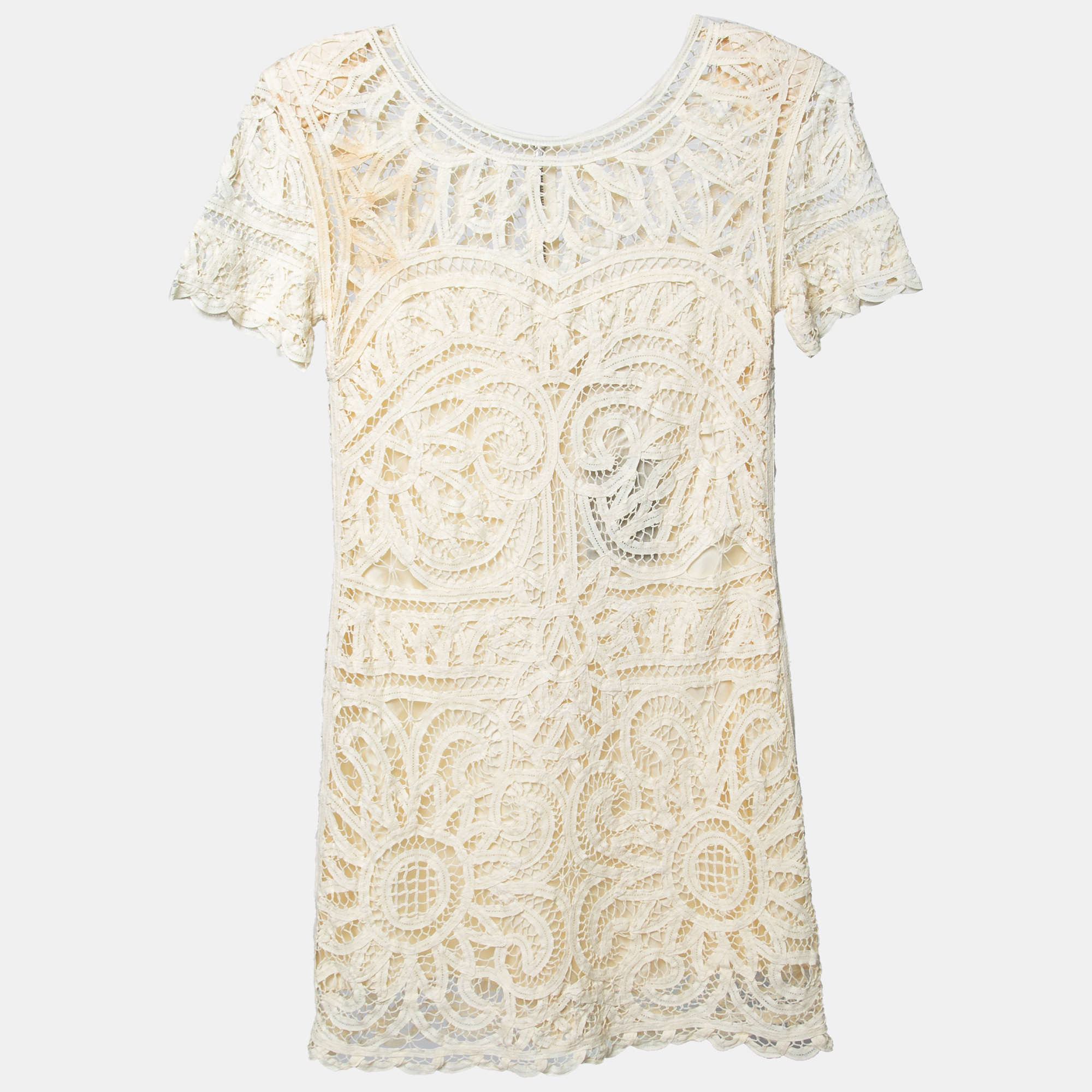 Sea Cream Battenburg Lace Shift Dress XS, Dresses - Luxury Closet catalog