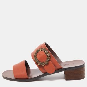 See by Chloe Brown Leather Buckle Detail Sandals Size 40, Sandals - Luxury Closet