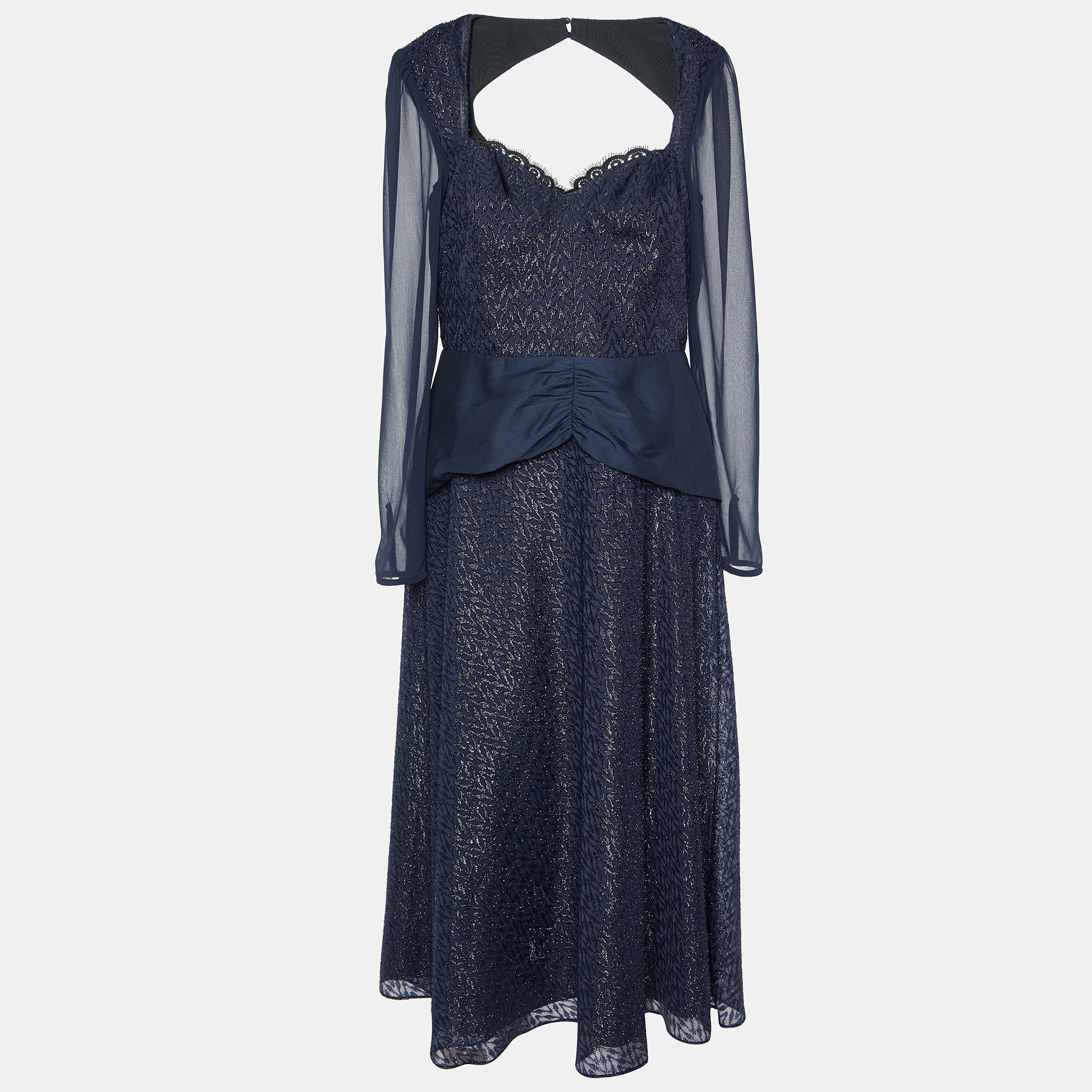 Self-Portrait Navy Blue Metallic Fil Coupe Midi Dress L, Dresses - Luxury Closet catalog