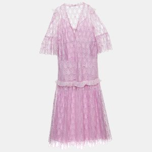 Self-Portrait Purple Embroidered Lace Flared Maxi Dress M, Dresses - Luxury Closet catalog