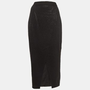 Self-Portrait Black Sequined Crepe Midi Skirt M, Skirts - Luxury Closet catalog