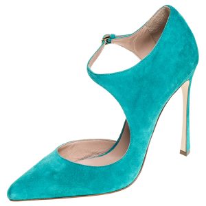 Sergio Rossi Aqua Blue Suede Mary Jane Ankle Strap Pumps Size 40, Pumps - Luxury Closet catalog
