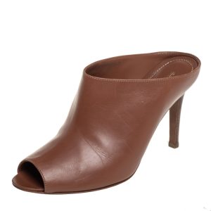 Sergio Rossi Brown Leather Mule Sandals Size 36.5, Sandals - Luxury Closet