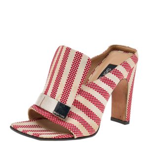 Sergio Rossi Multicolor Striped Fabric Slide Sandals Size 36, Sandals - Luxury Closet