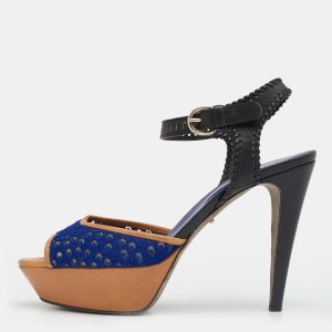 Sergio Rossi Multicolor Leather And Pony Hair Platform Ankle Strap Sandals Size 40, Sandals - Luxury Closet