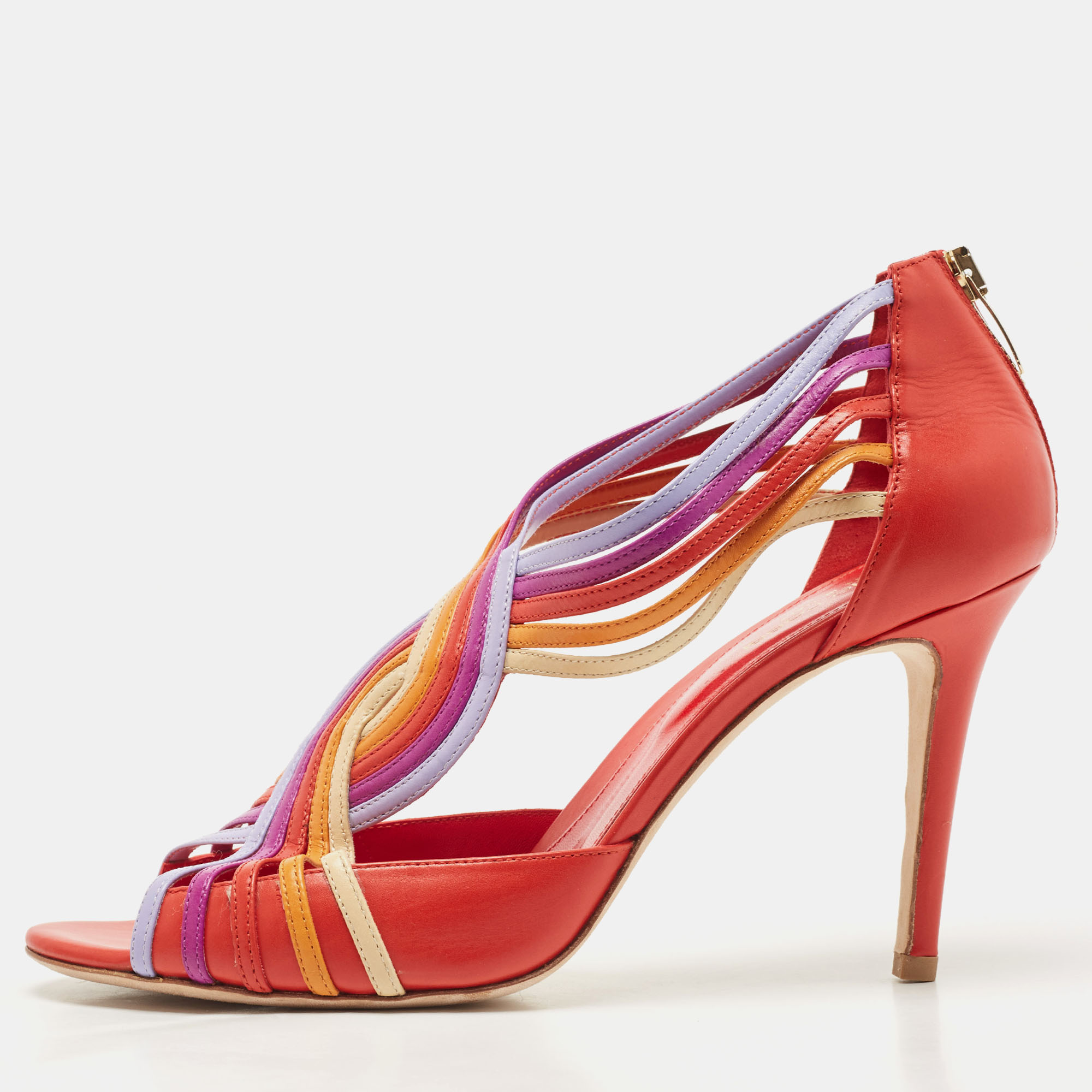 Sergio Rossi Multicolor Leather Strappy Sandals Size 40.5, Sandals - Luxury Closet