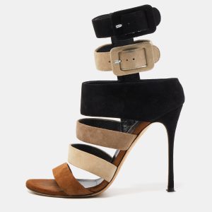 Sergio Rossi Tricolor Suede Strappy Sandals Size 40, Sandals - Luxury Closet