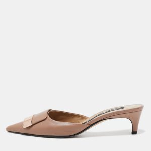 Sergio Rossi Pink Leather Pointed Toe Mules Size 36.5, Sandals - Luxury Closet