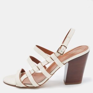 Sergio Rossi White Leather Strappy Slingback Sandals Size 41, Sandals - Luxury Closet