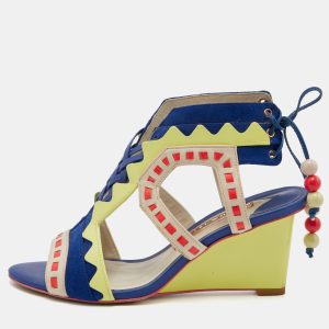 Sophia Webster Multicolor Leather and Suede Wedge Sandals Size 36, Sandals - Luxury Closet