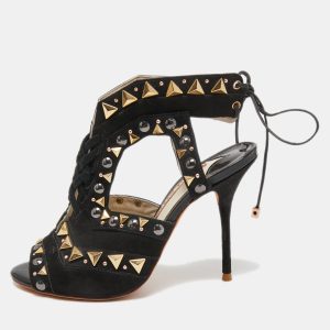 Sophia Webster Black Suede Studded Riko Sandals Size 36, Sandals - Luxury Closet