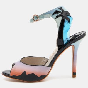 Sophia Webster Multicolor Satin and Patent Leather Ankle Tie Sandals Size 38, Sandals - Luxury Closet