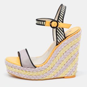 Sophia Webster Multicolor Suede and Patent Leather Lucita Wedge Sandals Size 36, Sandals - Luxury Closet