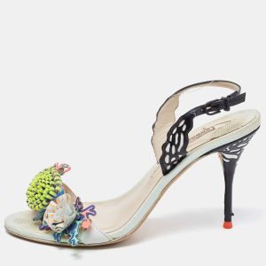 Sophia Webster Multicolor Leather Lilico Underwater Floral Embellished Ankle Strap Sandals Size 38.5, Sandals - Luxury Closet
