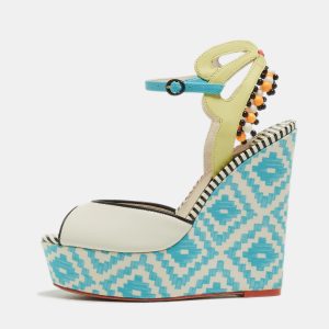 Sophia Webster Multicolor Printed Leather Wedge Sandals Size 36, Sandals - Luxury Closet