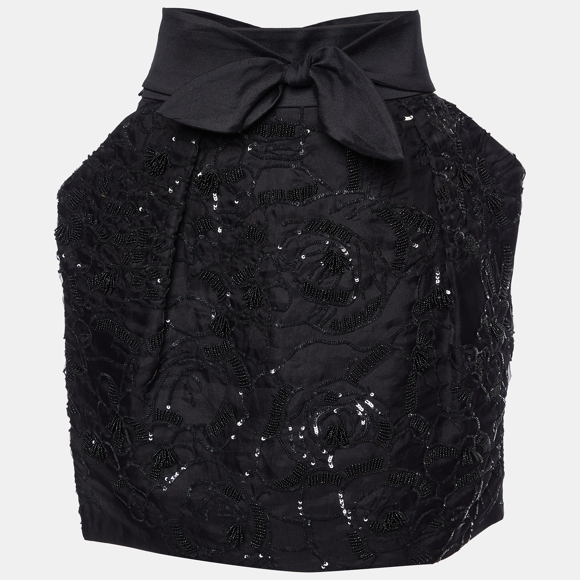 Stella McCartney Black Embellished Silk Bow Tie Detail Mini Skirt L, Skirts - Luxury Closet catalog