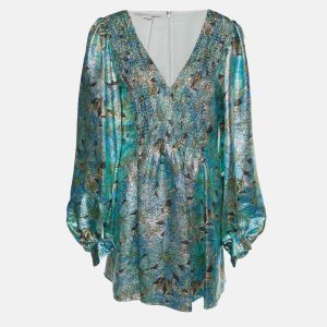 Stella McCartney Green Floral Lurex Mini Dress M, Dresses - Luxury Closet catalog