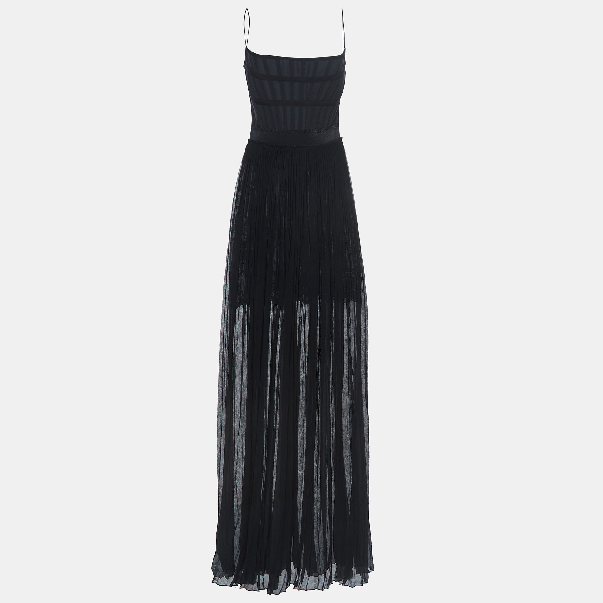 Stella McCartney Black Silk Pleated Sheer Corset Gown M, Dresses - Luxury Closet catalog