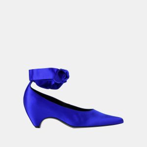 Stella McCartney Blue Satin Ankle Strap Pumps Size 37.5, Pumps - Luxury Closet catalog