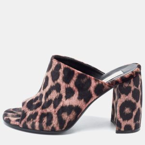 Stella McCartney Brown Leopard Printed Velvet Sabot Mules Size 38, Sandals - Luxury Closet