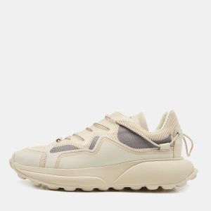Stuart Weitzman Beige Leather and PVC Low Top Sneakers Size 38, Athletic Shoes & Sneakers - Luxury Closet