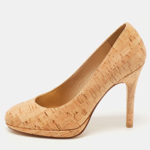 Stuart Weitzman Beige Cork Round Toe Pumps Size 35.5, Pumps - Luxury Closet
