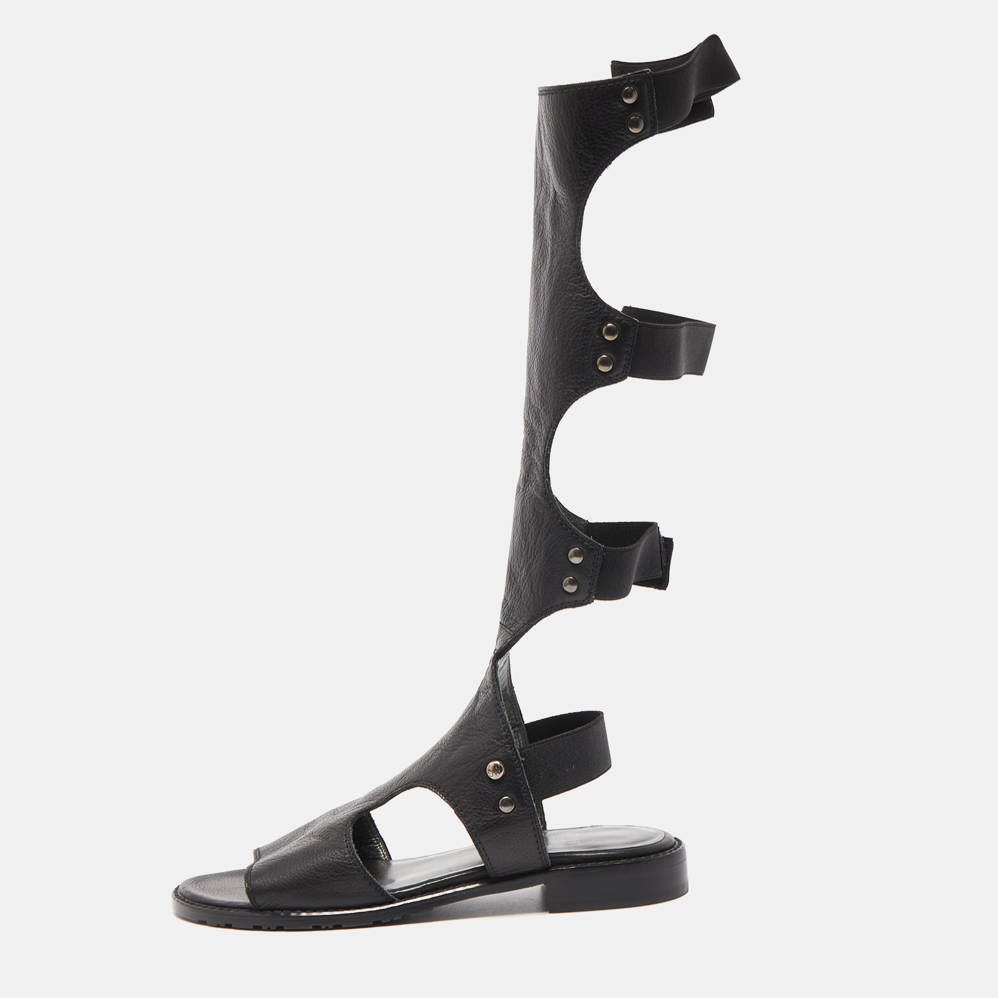 Stuart Weitzman Black Leather Gladiator Backview Sandals Size 35, Sandals - Luxury Closet