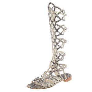 Stuart Weitzman Beige Python Embossed Leather Gladiator Sandals Size 36.5, Sandals - Luxury Closet