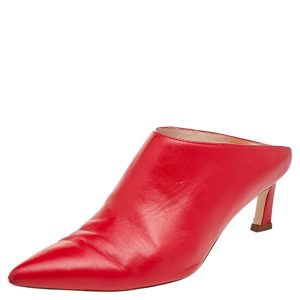 Stuart Weitzman Red Leather Lulah Mule Sandals Size 38, Sandals - Luxury Closet