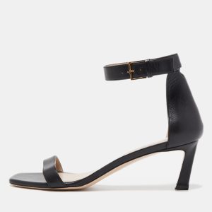 Stuart Weitzman Black Leather Ankle Strap Sandals Size 39.5, Sandals - Luxury Closet