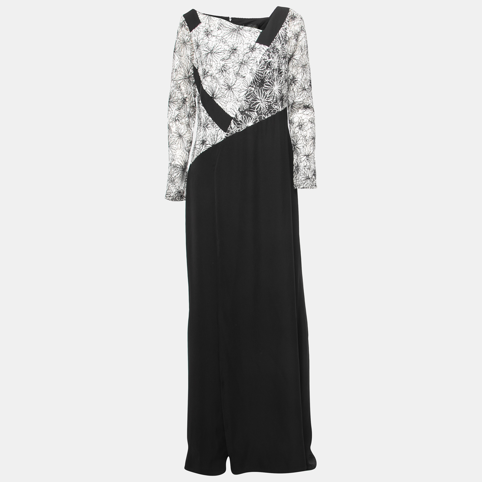 Tadashi Shoji Monochrome Floral Embroidered Marissa Gown L, Dresses - Luxury Closet catalog