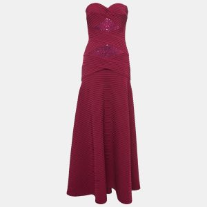Tadashi Shoji Purple Pintuck Knit Sequin Trimmed Strapless Gown XS, Dresses - Luxury Closet catalog