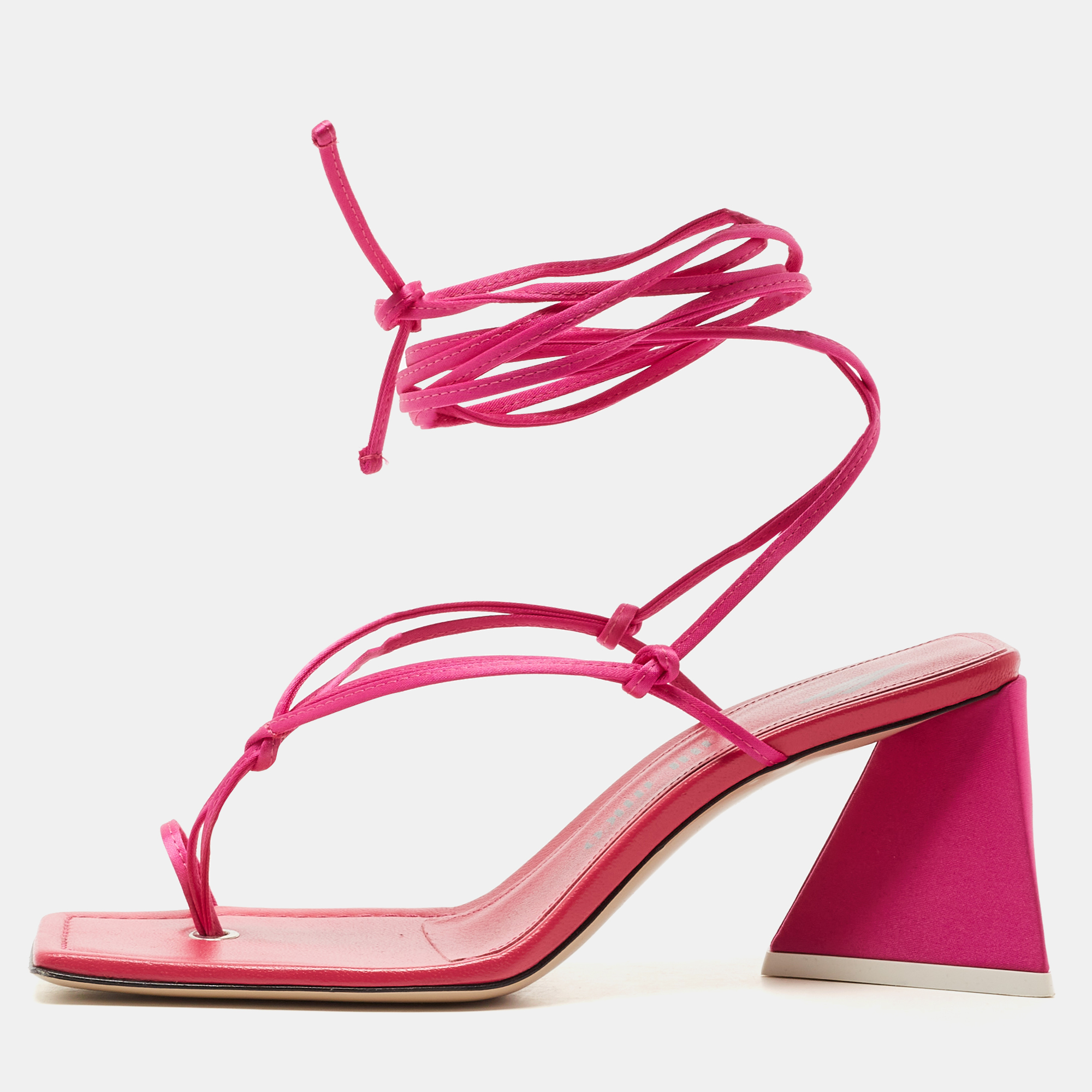 The Attico Pink Satin Ankle Tie Sandals Size 38, Sandals - Luxury Closet
