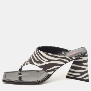 The Attico White/Black Suede Animal Print Block Heel Sandals Size 41, Sandals - Luxury Closet