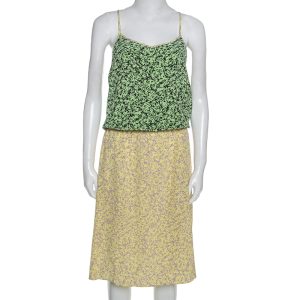 Tibi Bicolor Abstract Print Silk Elasticized Waist Midi Dress L, Dresses - Luxury Closet catalog