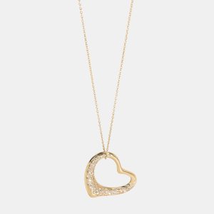 Tiffany & Co. Elsa Peretti Diamond Open Heart Pendant in 18k Yellow Gold 1 CTW, Necklaces - Luxury Closet catalog