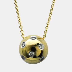 Tiffany & Co. Elsa Peretti Dots Ball 18K Yellow Gold Platinum Diamond Necklace, Necklaces - Luxury Closet catalog
