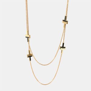 Tiffany T Black Onyx Station Necklace in 18k Yellow Gold, Necklaces - Luxury Closet catalog