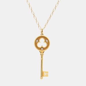 Tiffany & Co. Crown Key Diamond 18k Two Tone Gold Pendant Necklace, Necklaces - Luxury Closet catalog