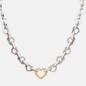 Tiffany & Co. Heart Link Sterling Silver 18k Yellow Gold Necklace, Necklaces - Luxury Closet catalog