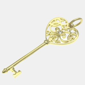 Tiffany & Co. 18K Yellow Gold and Diamond Heart Key Pendant, Necklaces - Luxury Closet catalog